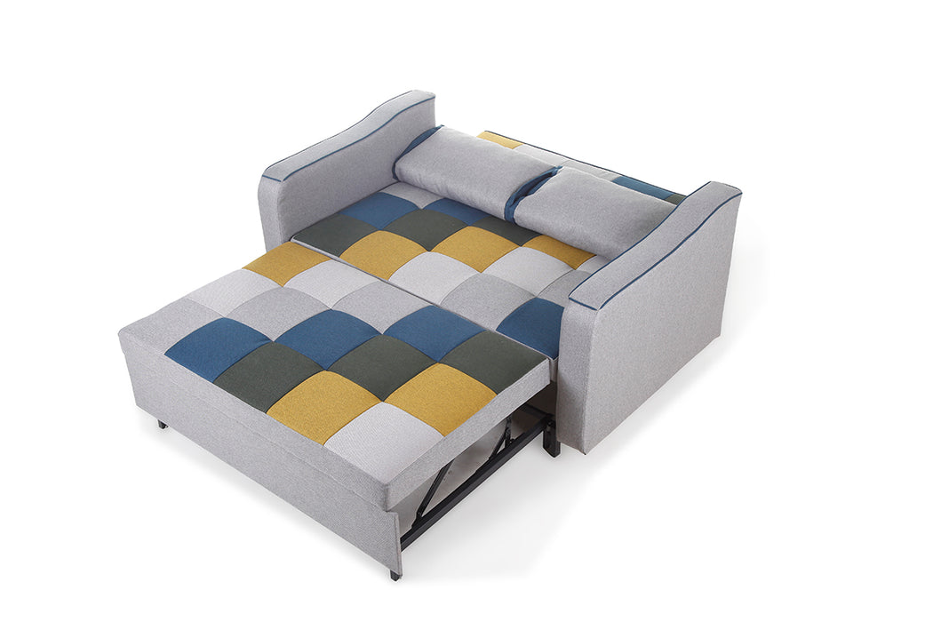 Aspen Grey Yellow & Blue Patchwork Sofabed